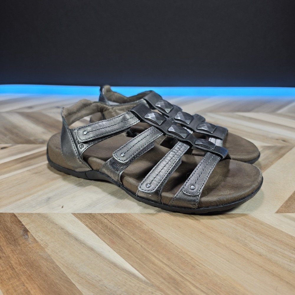 Taos Cleopatra Women's 7 EU 38 Pewter Gray Leather Gladiator Comfort Sandals